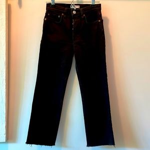 Re/Done Stove Pipe black cropped jean. Size 25